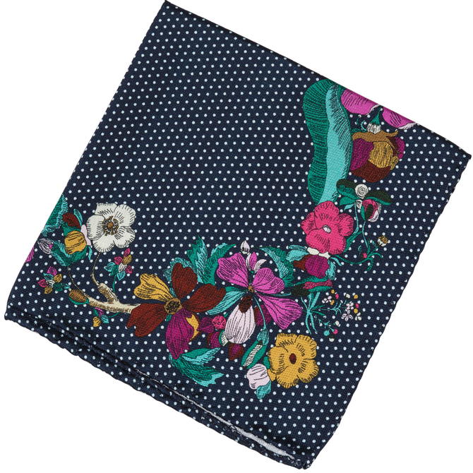 Dots & Floral Silk Pocket Square
