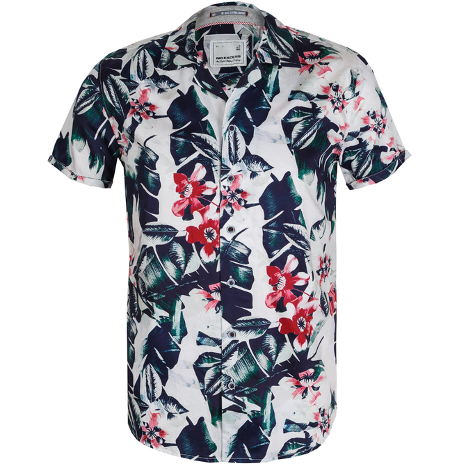 Tropical Print Casual Cotton Shirt