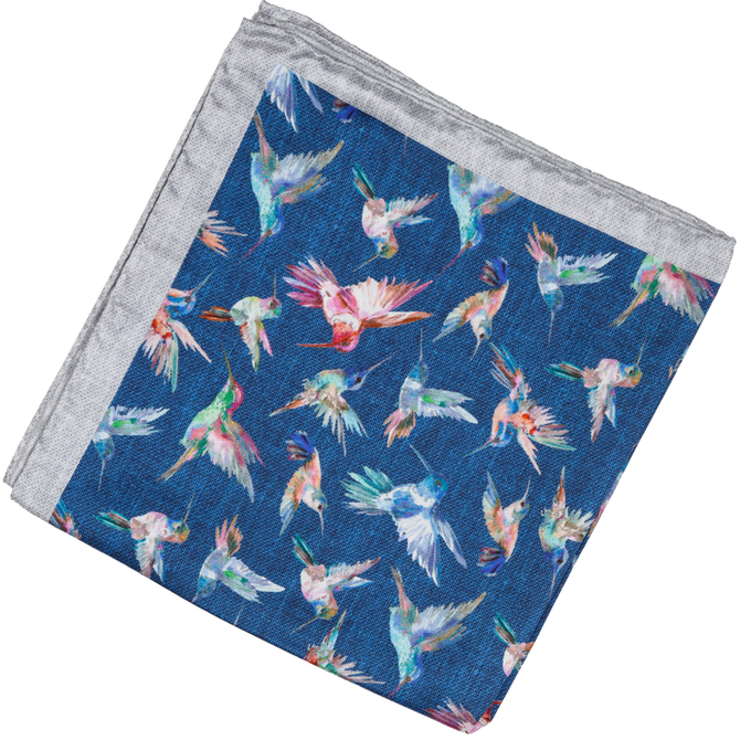 Birds Print Silk Pocket Square