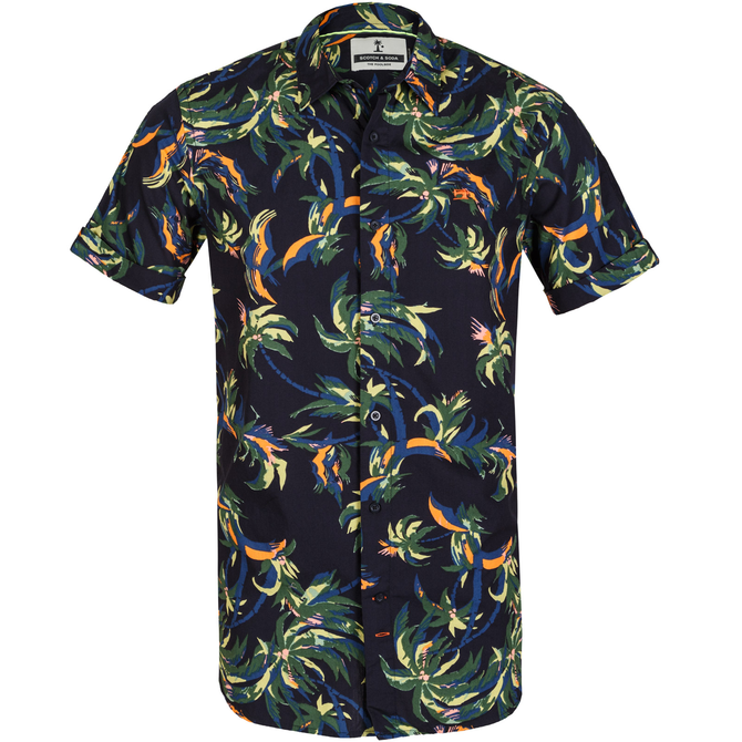 Slim Fit Tropical Print Shirt