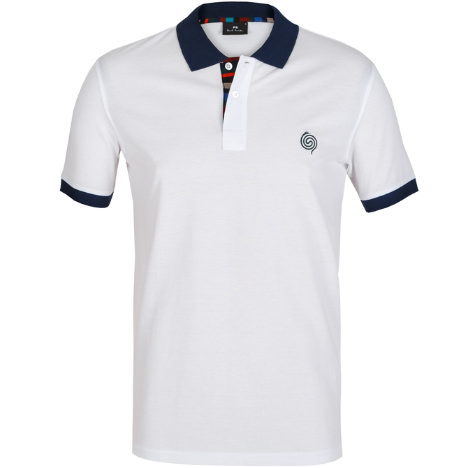 Cotton Polo With Multi-Coloured Placket
