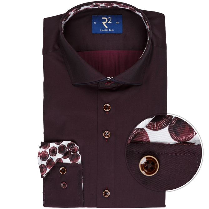Burgundy Luxury Cotton Twill Dress Shirt