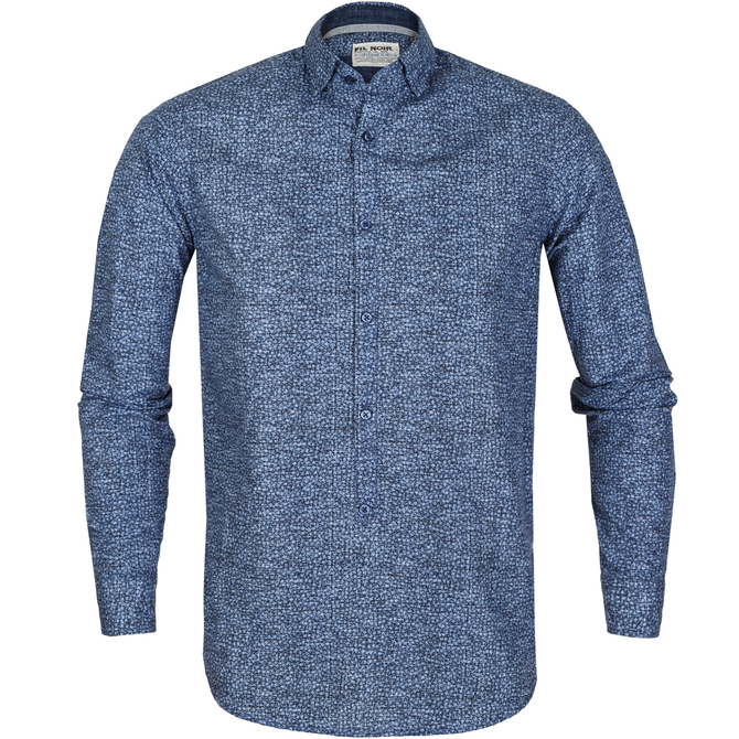 Casarano Micro Leaf Print Pull-Over Casual Shirt
