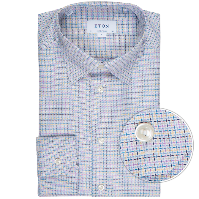 Contemporary Fit Textured Twill Check Dress Shirt