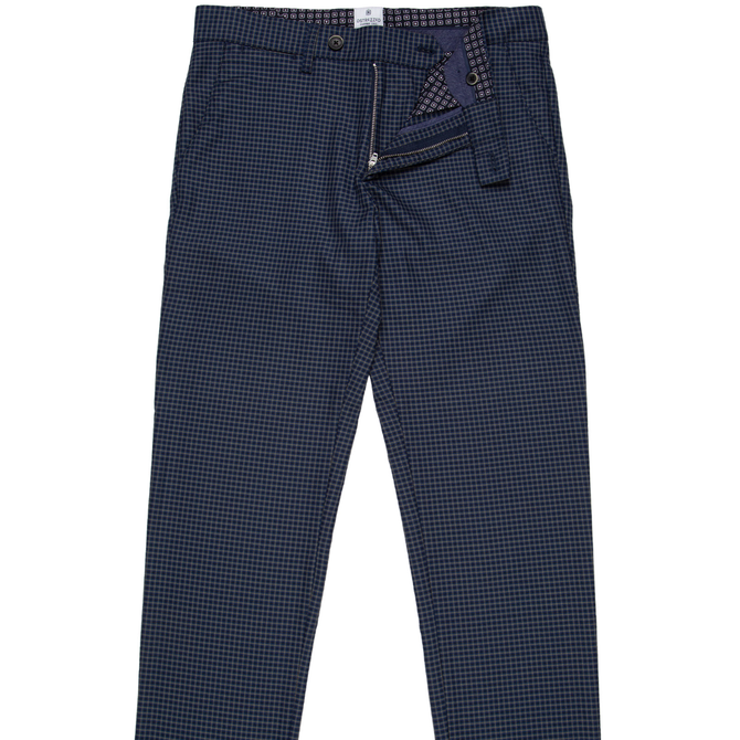 Slim Fit Stretch Check Casual Trousers