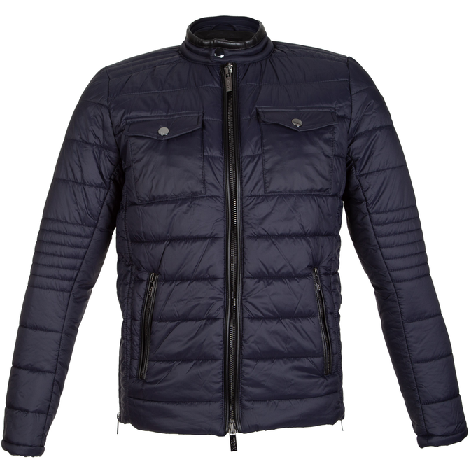 Quilted Zip-up Jacket With Leather Trim