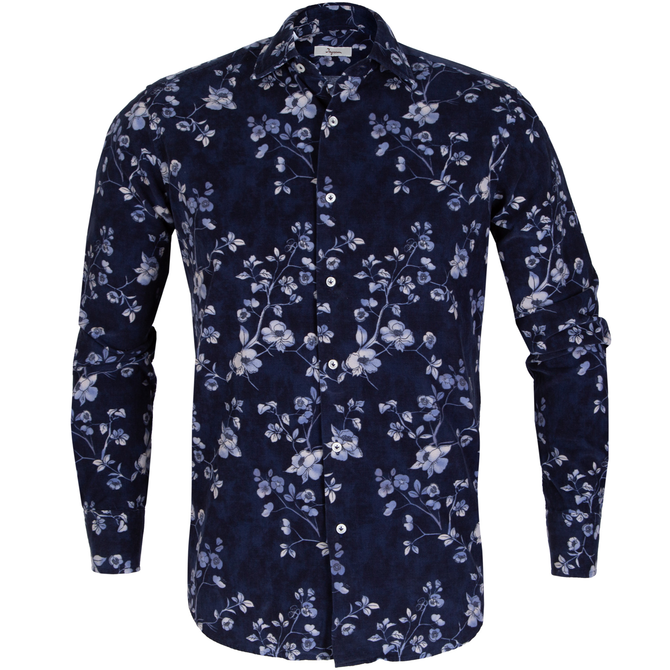 Floral Print Baby Cord Casual Shirt