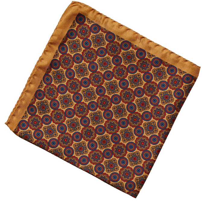 Regal Geometric Pattern Silk Pocket Square