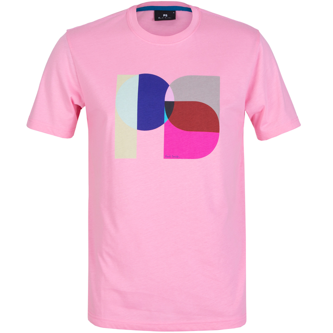 Geometric Colour Block "PS" Print T-Shirt