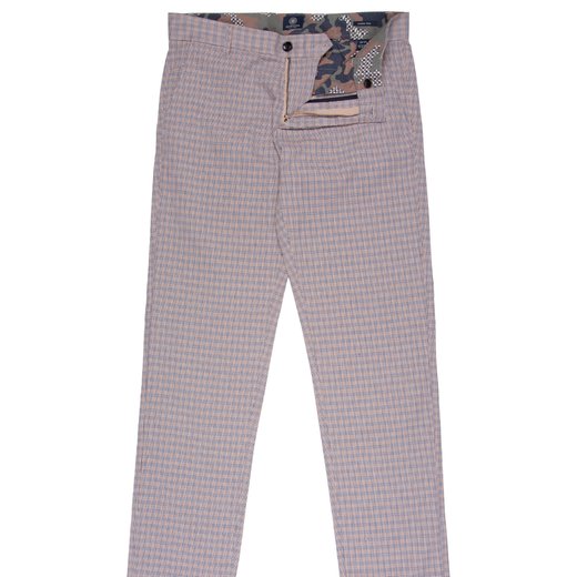 Slim Fit Charlie Mini Check Stretch Casual Trousers-on sale-Fifth Avenue Menswear