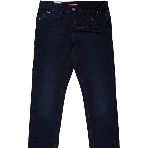 Regular Slim Fit Dark Double Dyed Stretch Denim Jeans-back in stock-Fifth Avenue Menswear