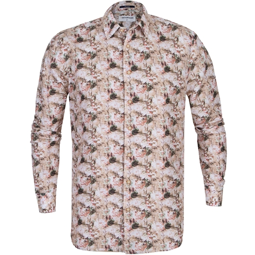 Slim Fit Floral Print Linen & Cotton Casual Shirt-on sale-Fifth Avenue Menswear