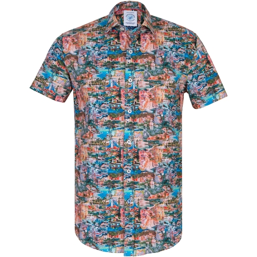Italy Landscape Print Stretch Cotton Casual Shirt-on sale-Fifth Avenue Menswear