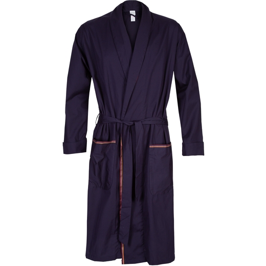 Cotton Dressing Gown With Artist Stripe Trim-gifts-Fifth Avenue Menswear