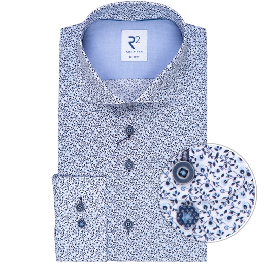 Luxury Cotton Small Flowers Print Dress Shirt-on sale-Fifth Avenue Menswear