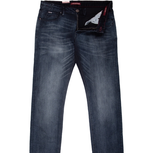Tapered Fit Grey Aged Stretch Denim Jeans-back in stock-Fifth Avenue Menswear