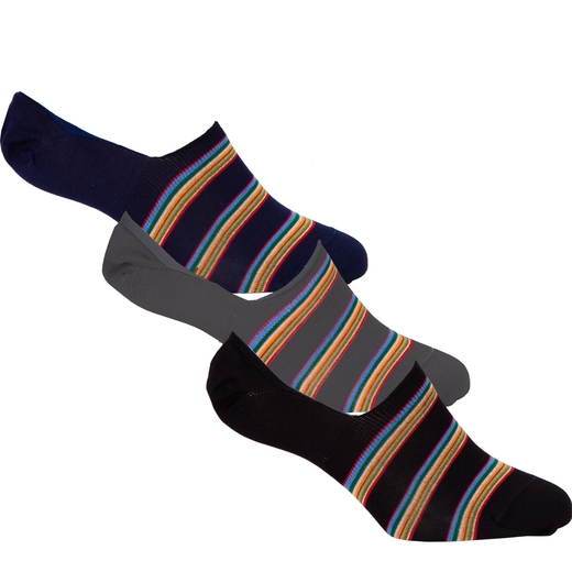 3 Pack Block Stripe No Show Loafer Socks-new online-Fifth Avenue Menswear