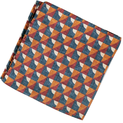 Geometric Pattern Silk Pocket Square-race day-Fifth Avenue Menswear