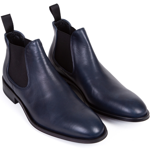 Lance Navy Lux Leather Chelsea Boot-shoes & boots-Fifth Avenue Menswear