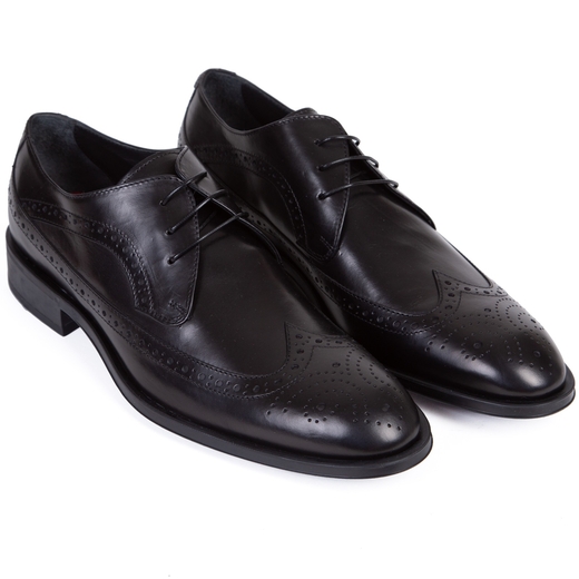 Delroy Black Leather Brogue Derby Dress Shoe-on sale-Fifth Avenue Menswear