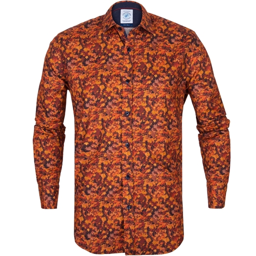 Leaf Print Stretch Cotton Shirt-on sale-Fifth Avenue Menswear