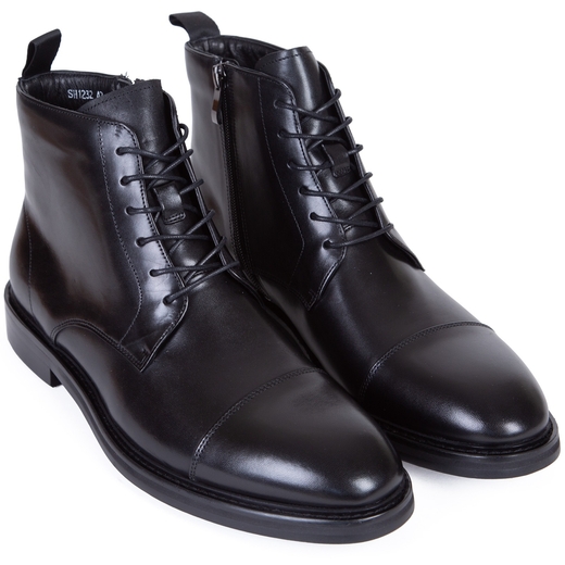 Monty Black Leather Lace & Zip Boots-new online-Fifth Avenue Menswear