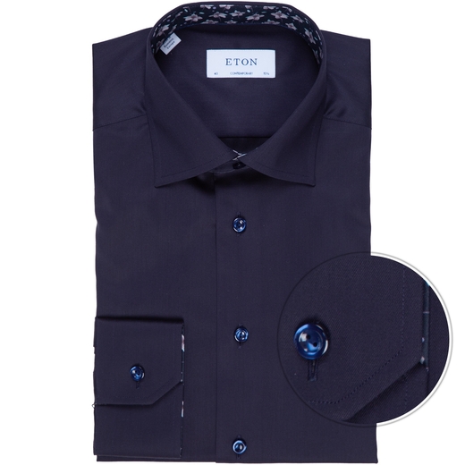 Contemporary Fit Luxury Cotton Twill Dress Shirt With Floral Trim-new online-Fifth Avenue Menswear