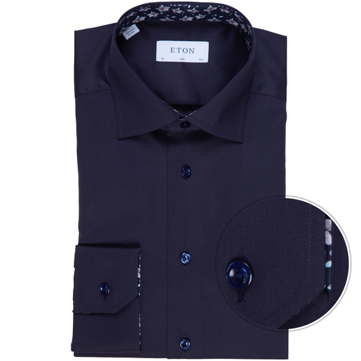 Slim Fit Cotton Twill Dress Shirt With Floral Trim-new online-Fifth Avenue Menswear