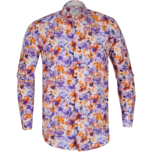 Treviso Abstract Floral Print Casual Cotton Shirt-new online-Fifth Avenue Menswear