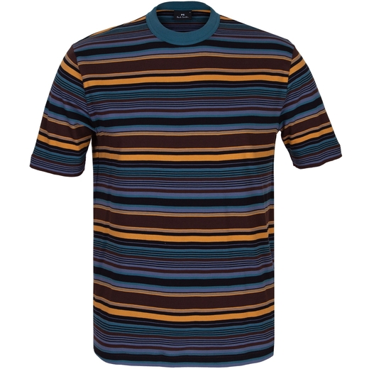 Organic Cotton Dark Multi Stripe T-Shirt-new online-Fifth Avenue Menswear