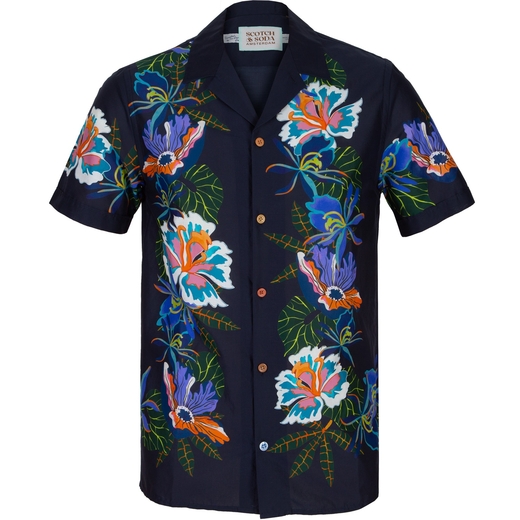 Regular Fit Big Flower Print Short Sleeve Shirt-on sale-Fifth Avenue Menswear