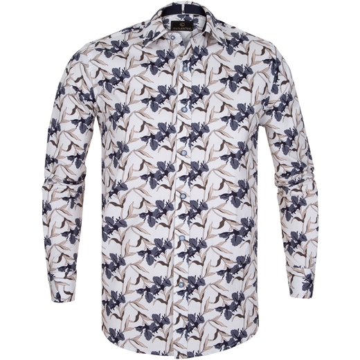 Blake Leaf Print Stretch Cotton Shirt-new online-Fifth Avenue Menswear