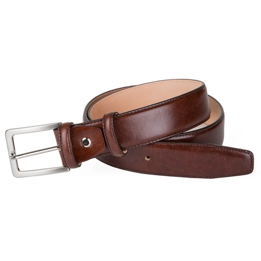 Luxury Leather Stitched Edge Dress Belt-accessories-Fifth Avenue Menswear