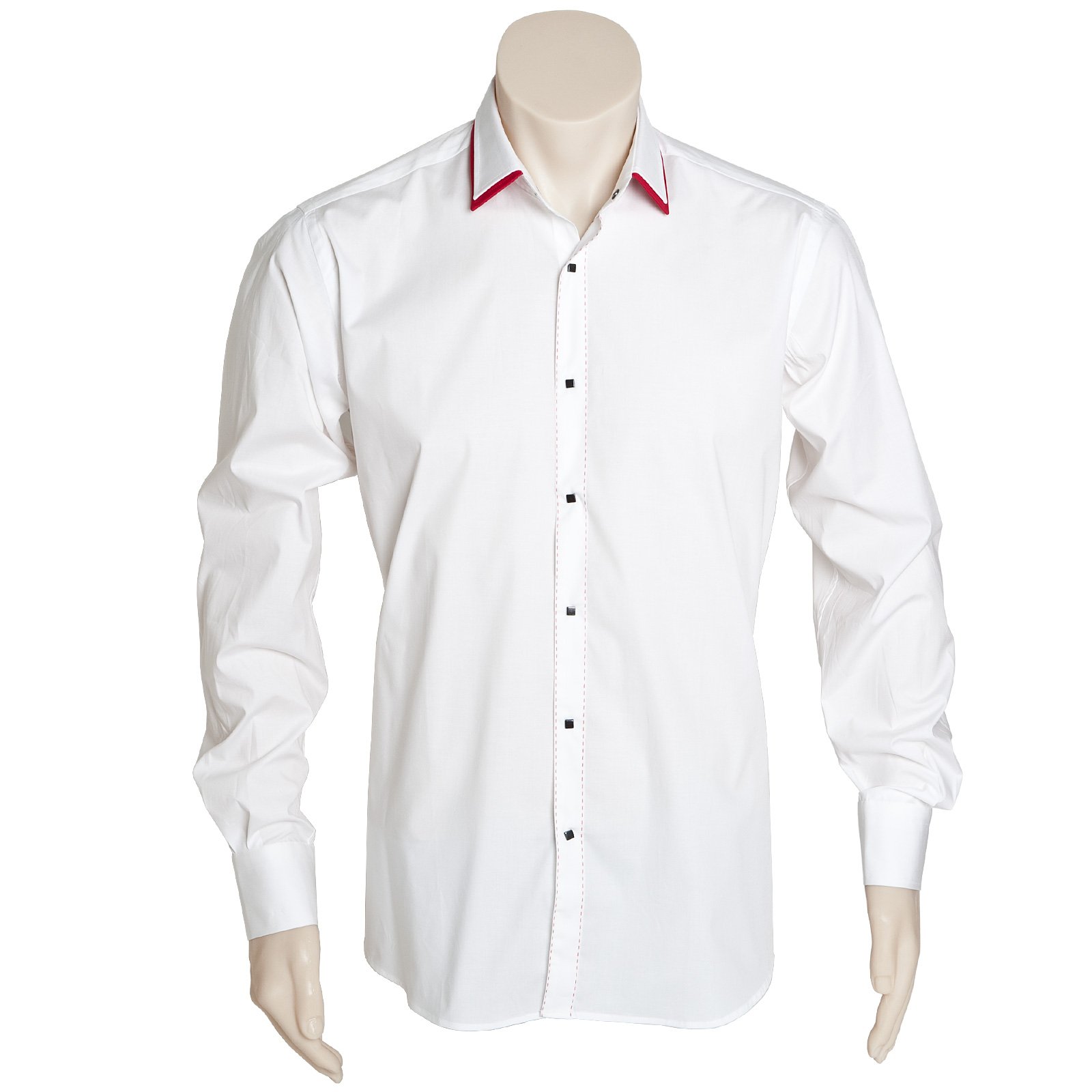 Contrast collar shirt in stretch poplin