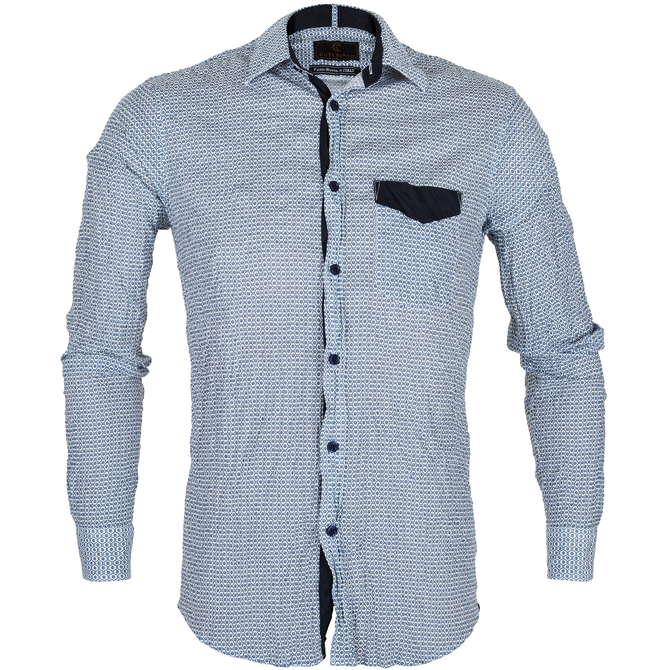 Joel Crushed Cotton Geometric Print Shirt