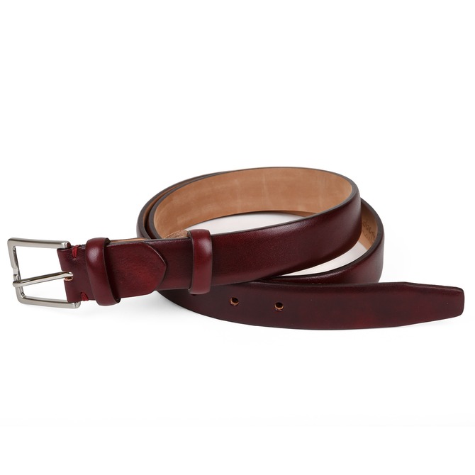 Slim Luxury Leather Bordo Dress Belt