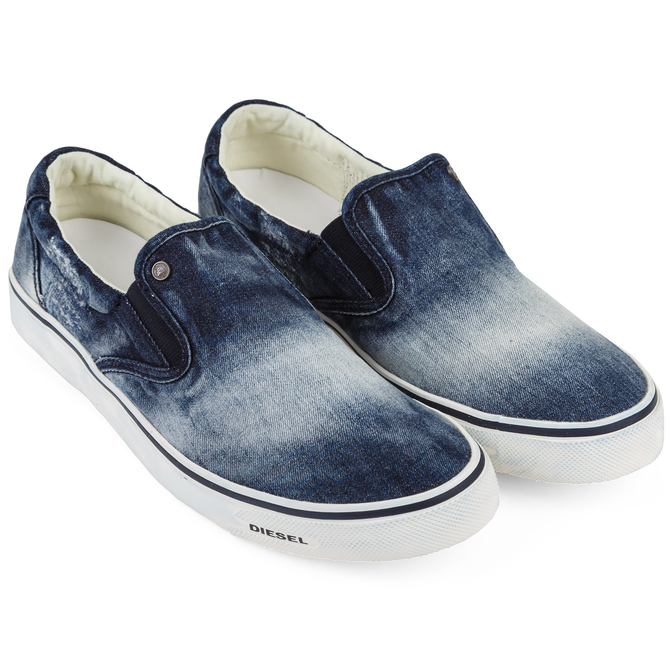 Sub Ways Aged Denim Slip-on Sneakers - Shoes & Boots-Casual Shoes : Fifth Avenue Menswear