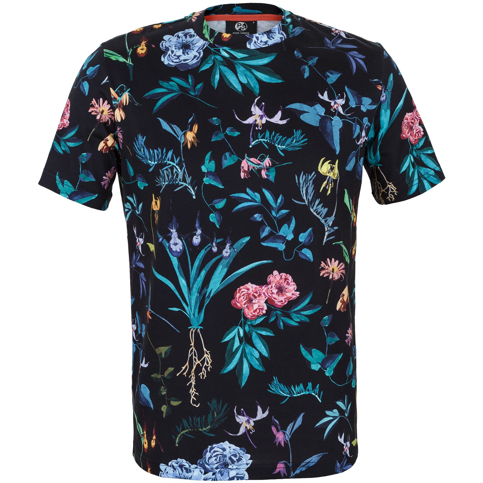 Painted Floral Print Cotton T-Shirt - T-Shirts & Polos-Short Sleeve T's ...
