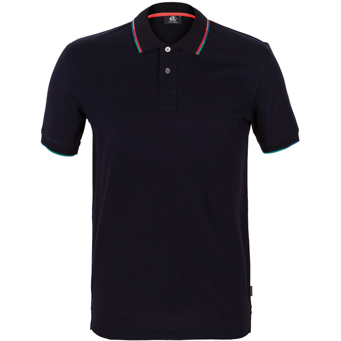 Multi-colour Stripe Collar Cotton-Pique Polo - T-Shirts & Polos-Polos ...