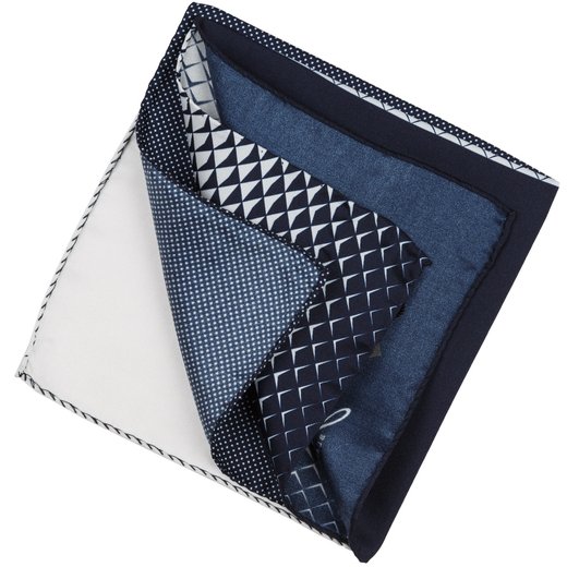 4-Way Plain & Pattern Silk Pocket Square-accessories-Fifth Avenue Menswear