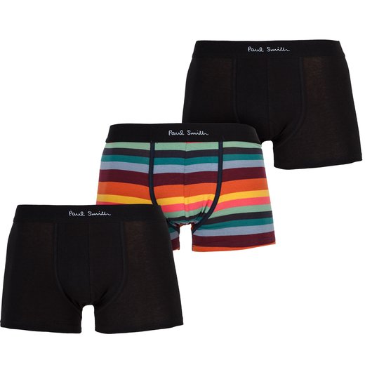3 Pack Black & Artists Stripe Trunks-underwear & sleepwear-Fifth Avenue Menswear