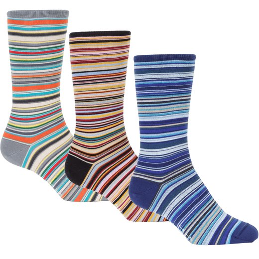 3 Pack Classic Multi Stripe Cotton Socks-back in stock-Fifth Avenue Menswear
