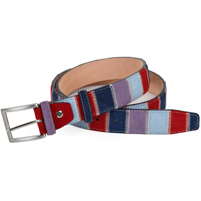 Luxury Suede Multi Coloured Patchwork Belt