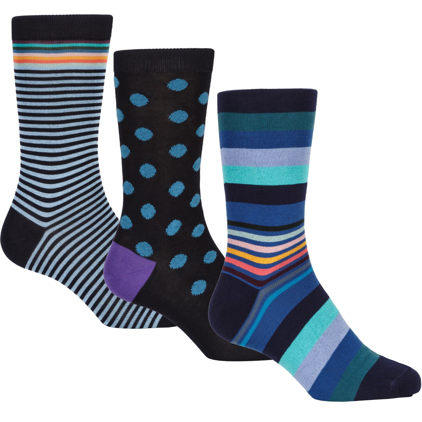 3 Pack Colourful Cotton Socks - Gifts : Fifth Avenue Menswear - PAUL ...