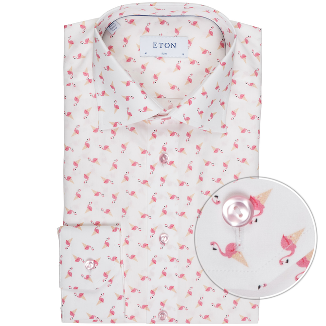 Slim Fit Luxury Cotton Flamingo Print Shirt