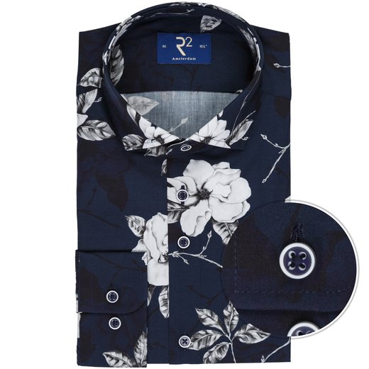 Luxury Cotton Big Floral Print Dress Shirt-on sale-Fifth Avenue Menswear