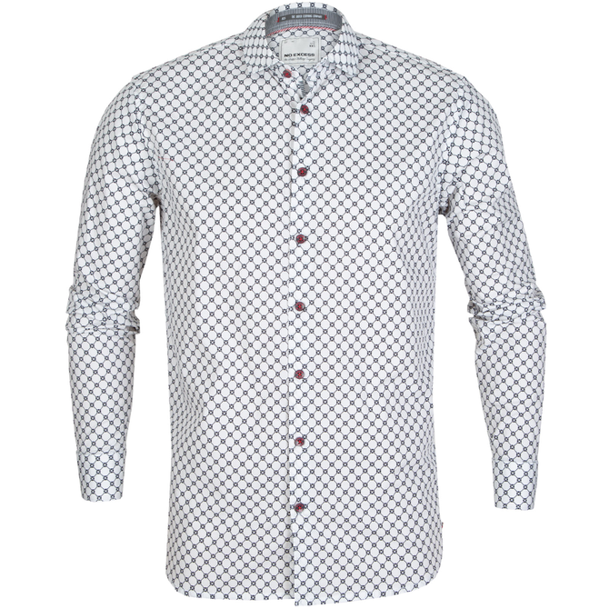 Geometric Diamond Print Stretch Cotton Shirt