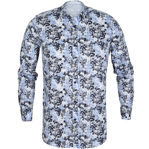 Slim Fit Stretch Cotton Small Floral Print Shirt-on sale-Fifth Avenue Menswear