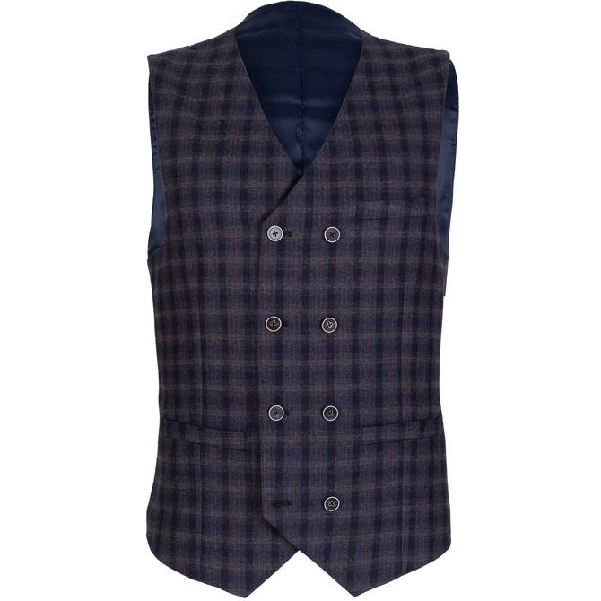 Connor Check Wool Blend DB Waistcoat