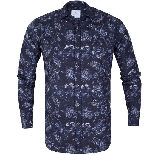 Slim Fit Big Floral Print Casual Shirt-on sale-Fifth Avenue Menswear